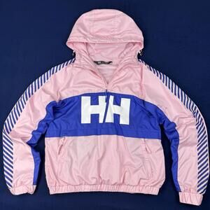 Helly Hansen Vector Windbreaker Packable Pink Blue Half Zip Anorak Jacket Sz XS